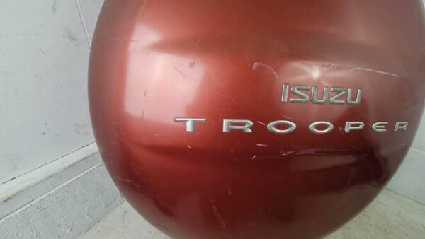 ISUZU TROOPER OEM DARK RED REAR SPARE TIRE COVER SHELL EMBLEM – 1995–2002 2nd Gen